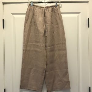 Eileen Fisher Irish Linen Stone Cropped Wide Pants